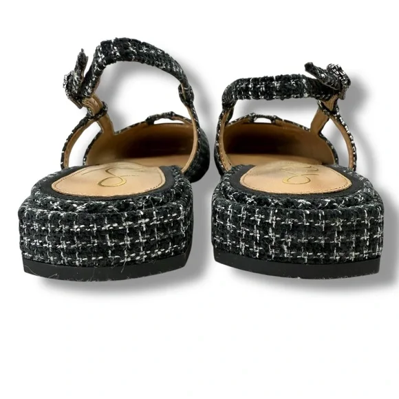 NWT Sam Edelman Kara Black Boucle Tweed Slingback Flats Size 6 Office Chic - Picture 9 of 15